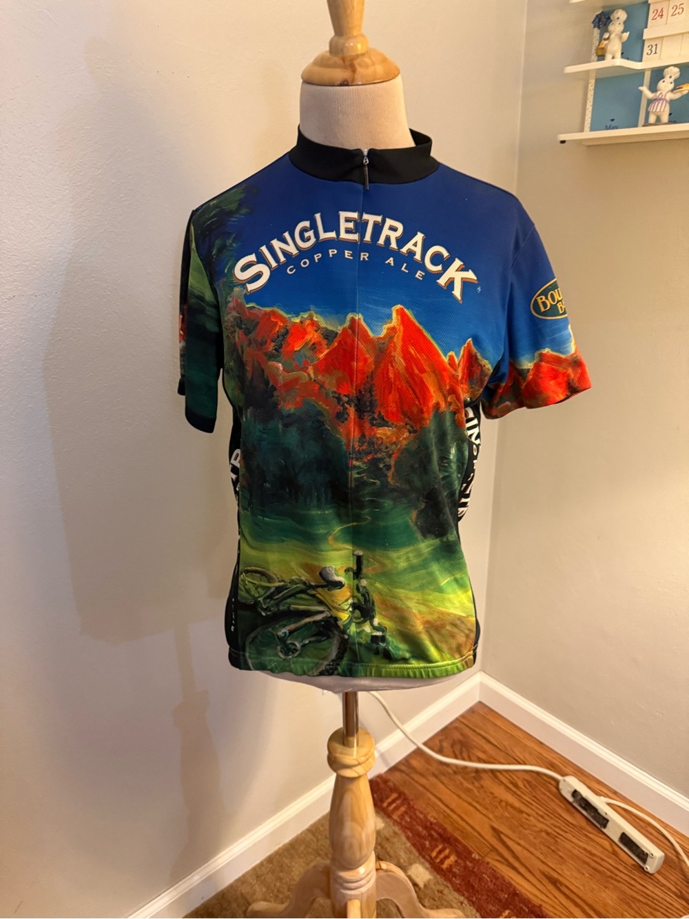 Single Men's Blue Multi-Color Cycling Jersey